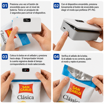 Sellador de bolsas de plástico, Mini máquina de sellado de bolsas térmicas 2 en 1